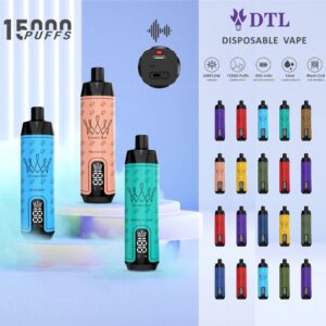 DL/DTL E-papierosy jednorazówka 15000 Puffs Vape urządzenie E-Shisha/Hookah dźwięk wody z ekranem, kontrolą przepływu powietrza i akumulatorem AL FAKHAR Crown Bar